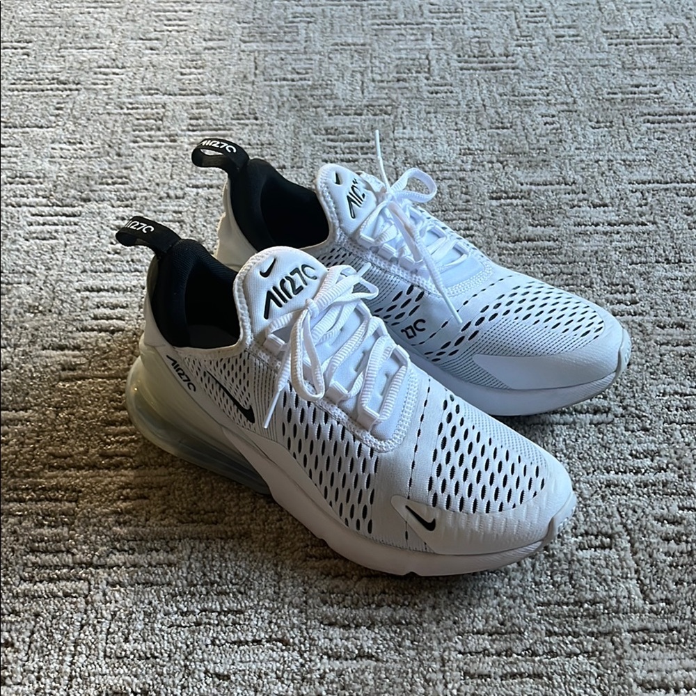 Nike White and Black Athletic Shoes with Breathable Mesh Upper